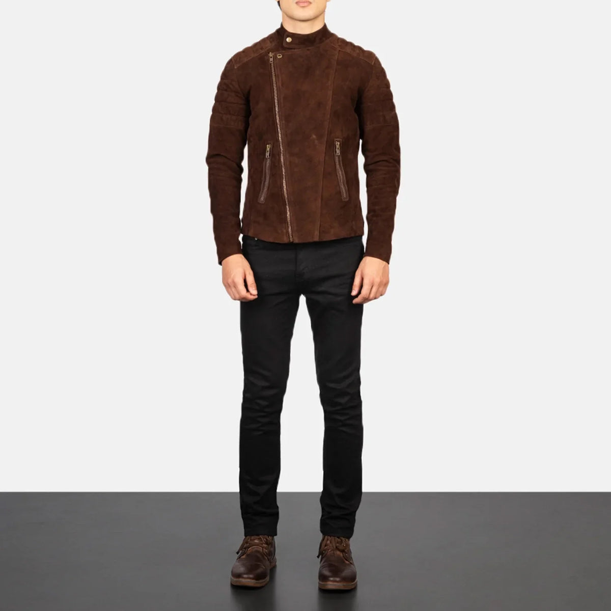 Faisor Mocha Bikerjakke i Skinn for Herre – alternate product view 3