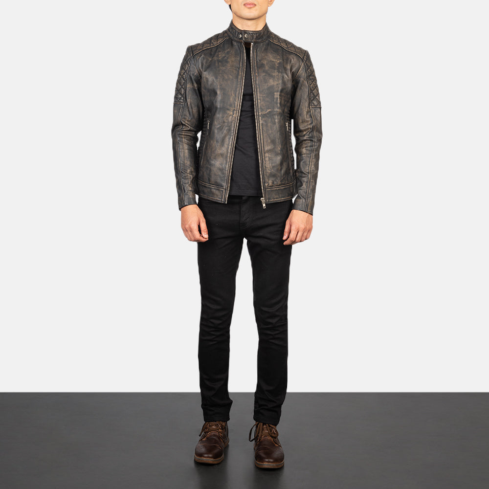 Fernando Quilted Bikerjakke i Skinn for Herre – alternate product view 3