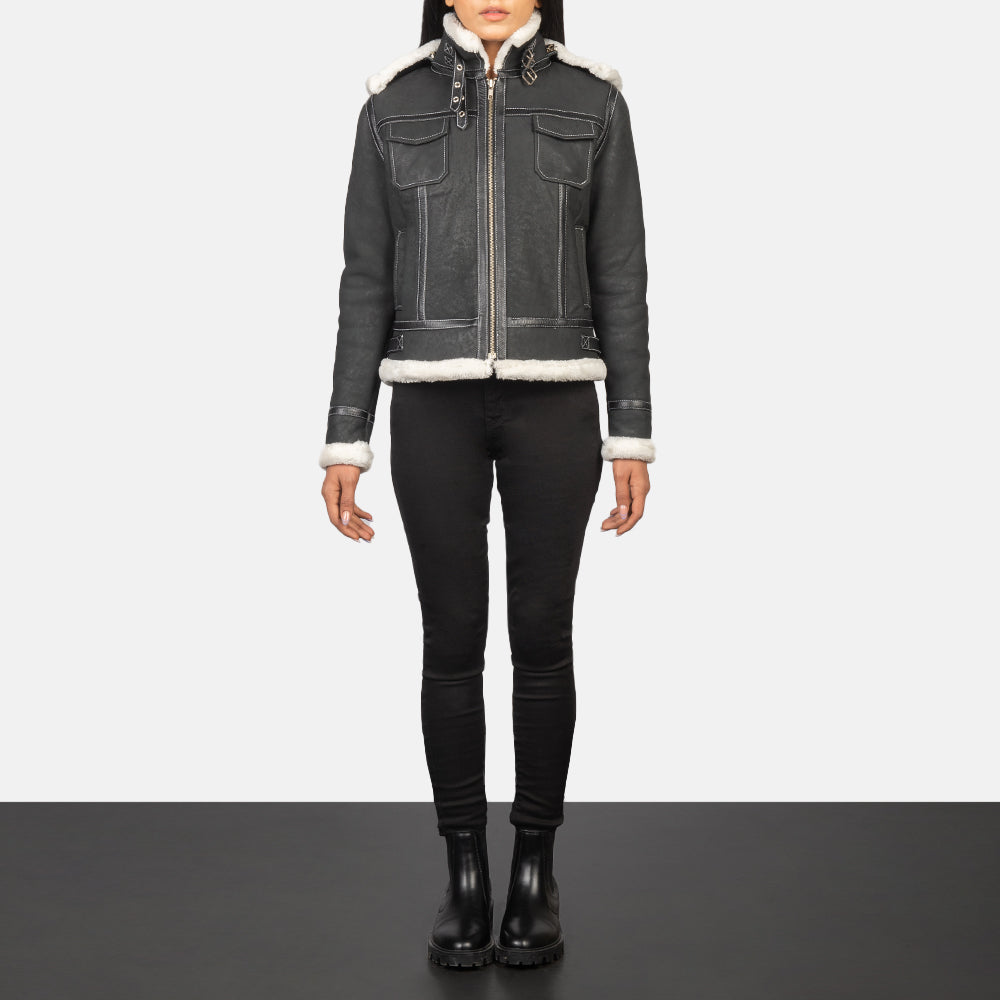 Fiona Hooded Saueskinnjakke for Kvinner – alternate product view 3