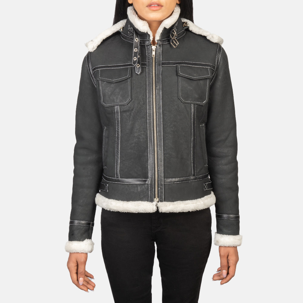 Fiona Hooded Saueskinnjakke for Kvinner – alternate product view 4