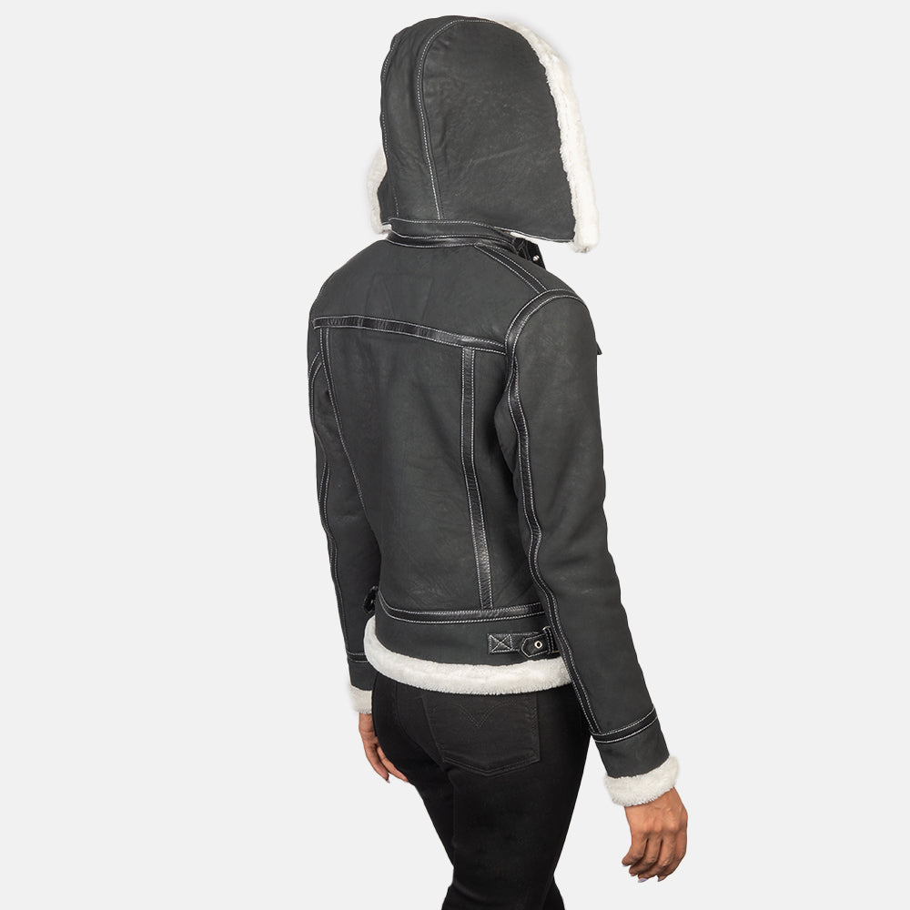 Fiona Hooded Saueskinnjakke for Kvinner – alternate product view 5