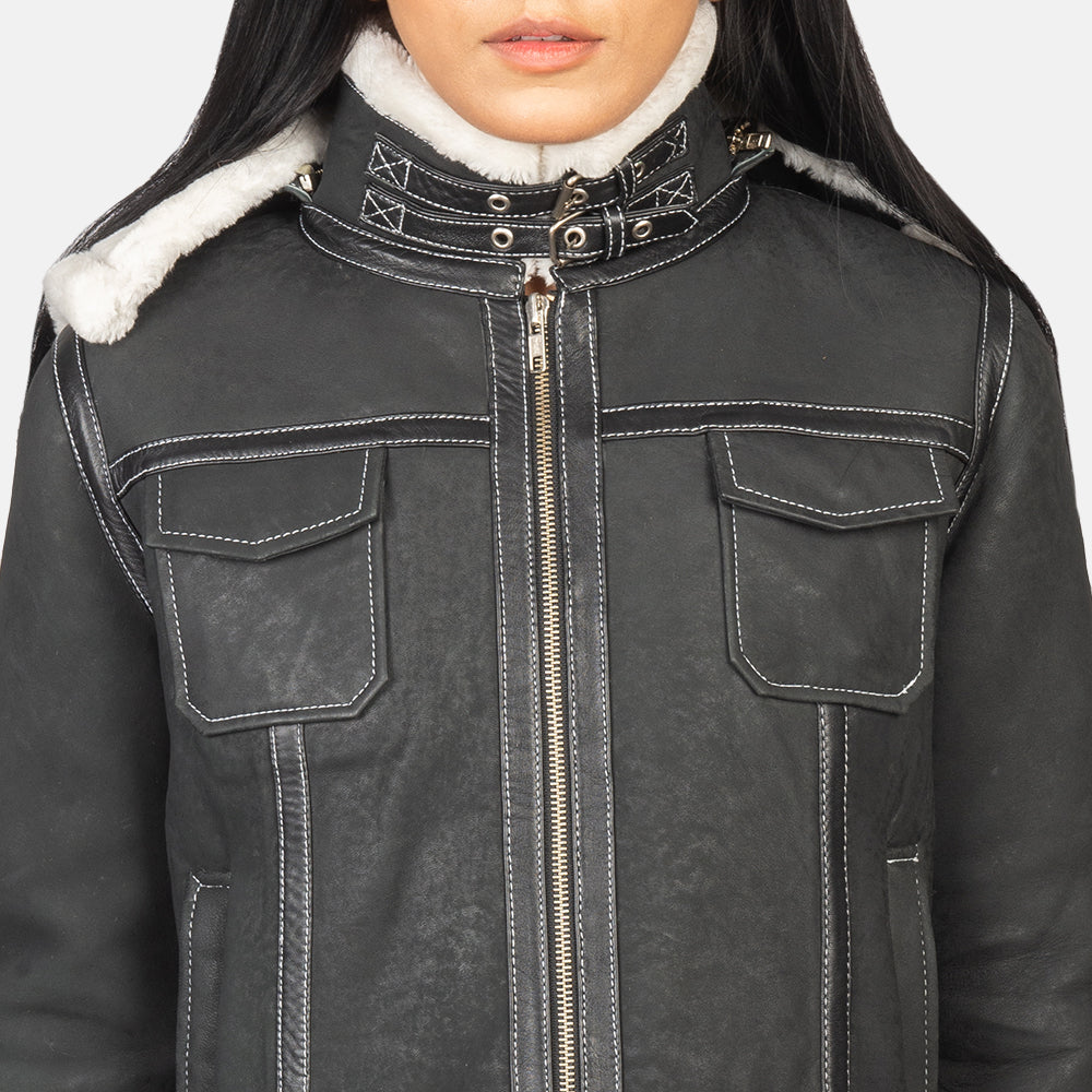 Fiona Hooded Saueskinnjakke for Kvinner – alternate product view 6