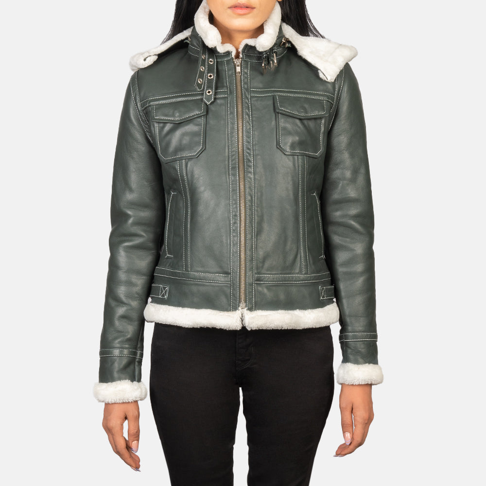 Fiona Hooded Saueskinnjakke for Kvinner – alternate product view 1