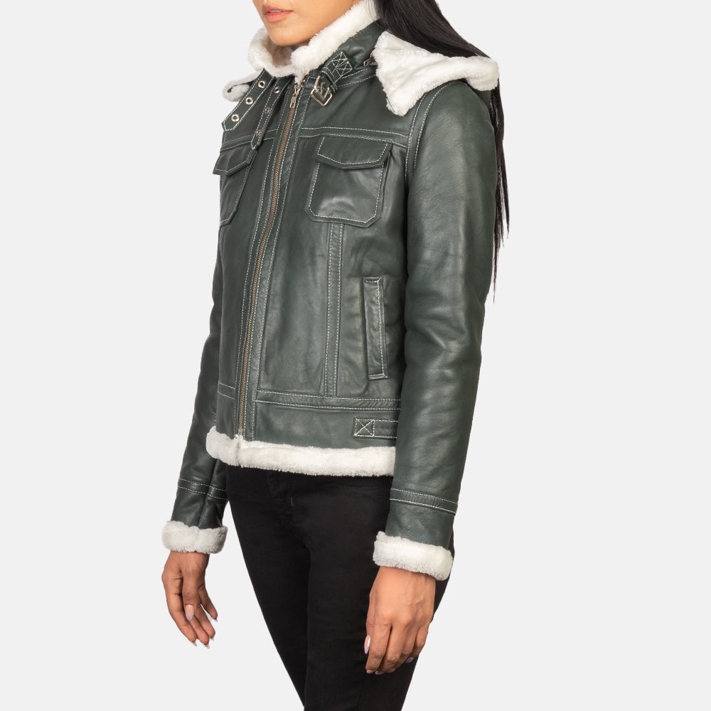 Fiona Hooded Saueskinnjakke for Kvinner – alternate product view 3