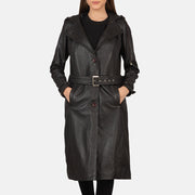 
Fixon Hooded Brown Trench Coat in Brown Sheepskin Leather - Front Profile View & Tailored Silhouette | Buy Online
