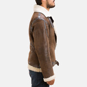 Men's Forest Double Face Saueskinnjakke for Herre - Lateral Side Profile View Showing Sleeve Cut &amp; Athletic Taper Fit