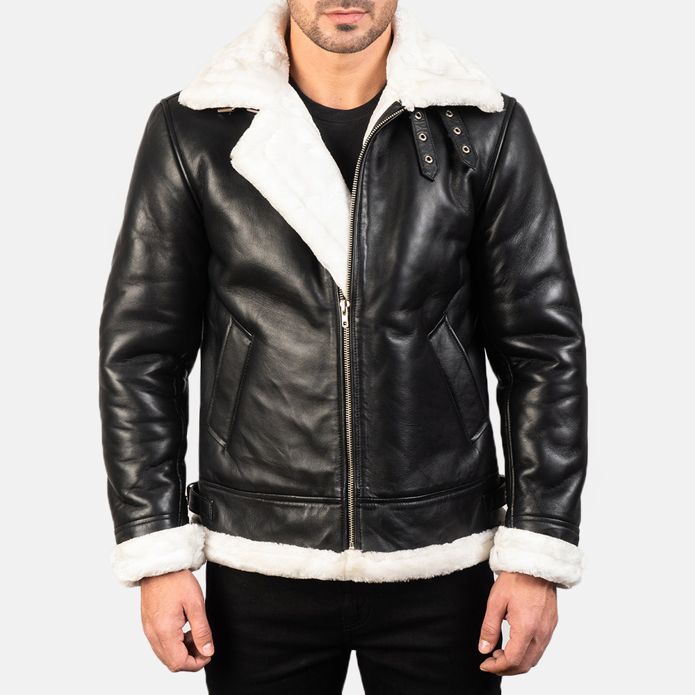 Francis B-3 Svart Bomberjakke i Skinn for Herre – alternate product view 1