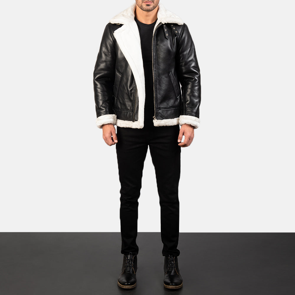 Francis B-3 Svart Bomberjakke i Skinn for Herre – alternate product view 3
