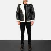 Francis B-3 Svart Bomberjakke i Skinn for Herre – alternate product view 3