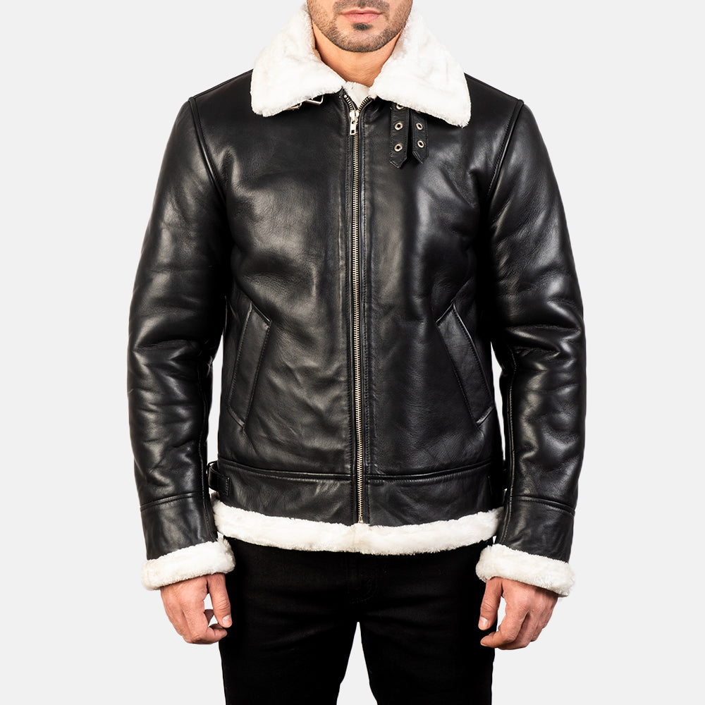 Francis B-3 Svart Bomberjakke i Skinn for Herre – alternate product view 4