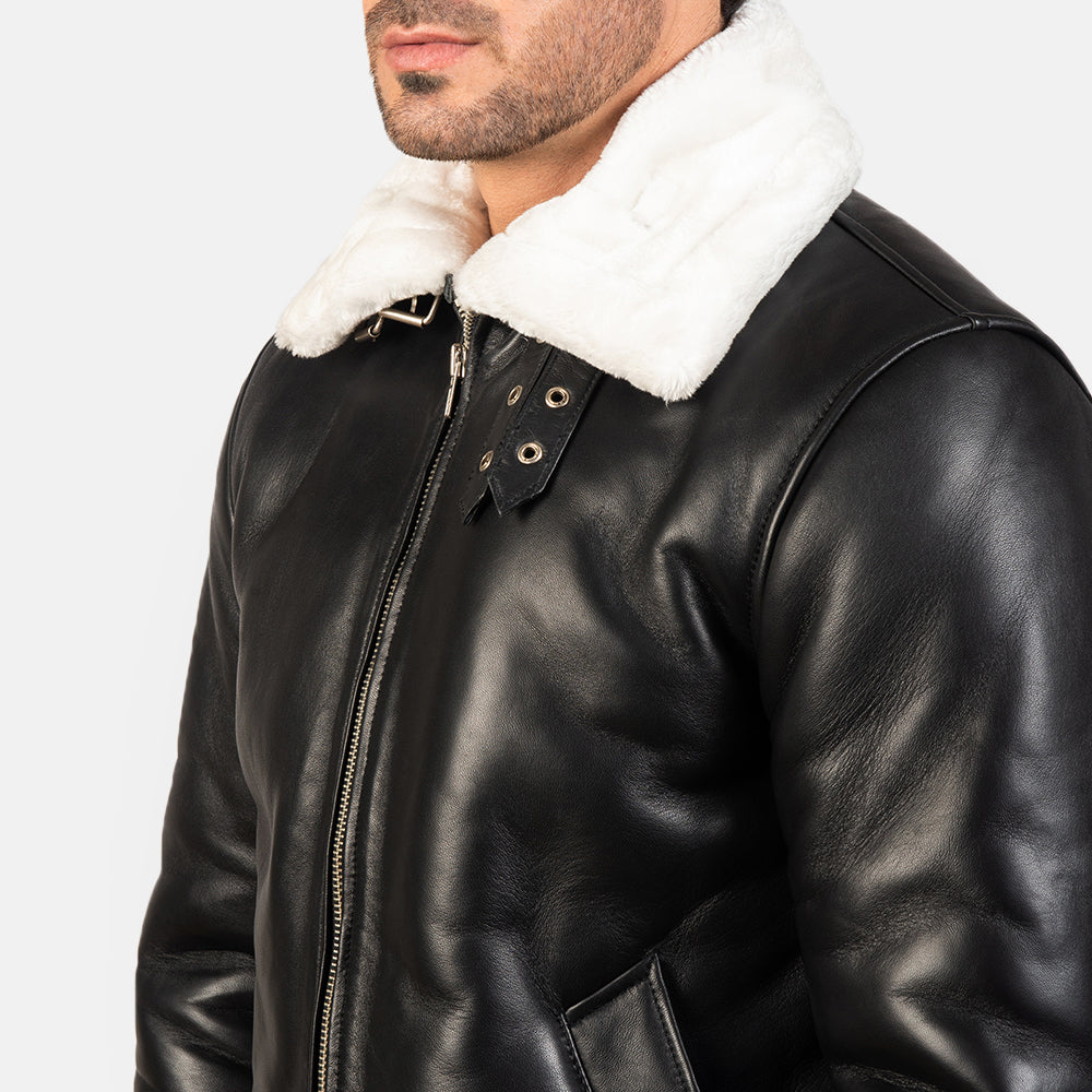 Francis B-3 Svart Bomberjakke i Skinn for Herre – alternate product view 6