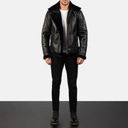 Francis B-3 Svart Bomberjakke i Skinn for Herre – alternate product view 3
