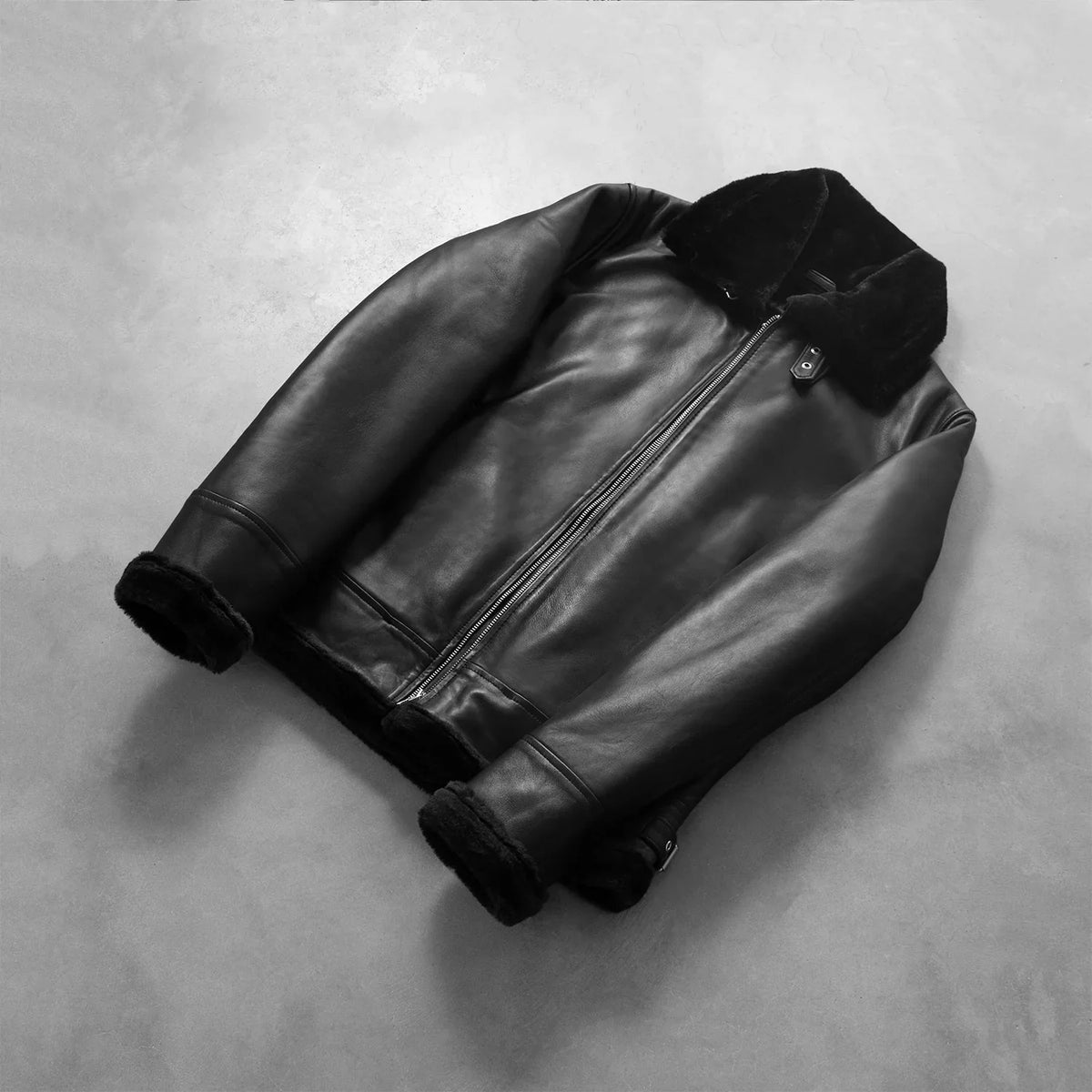 Francis B-3 Svart Bomberjakke i Skinn for Herre – alternate product view 7