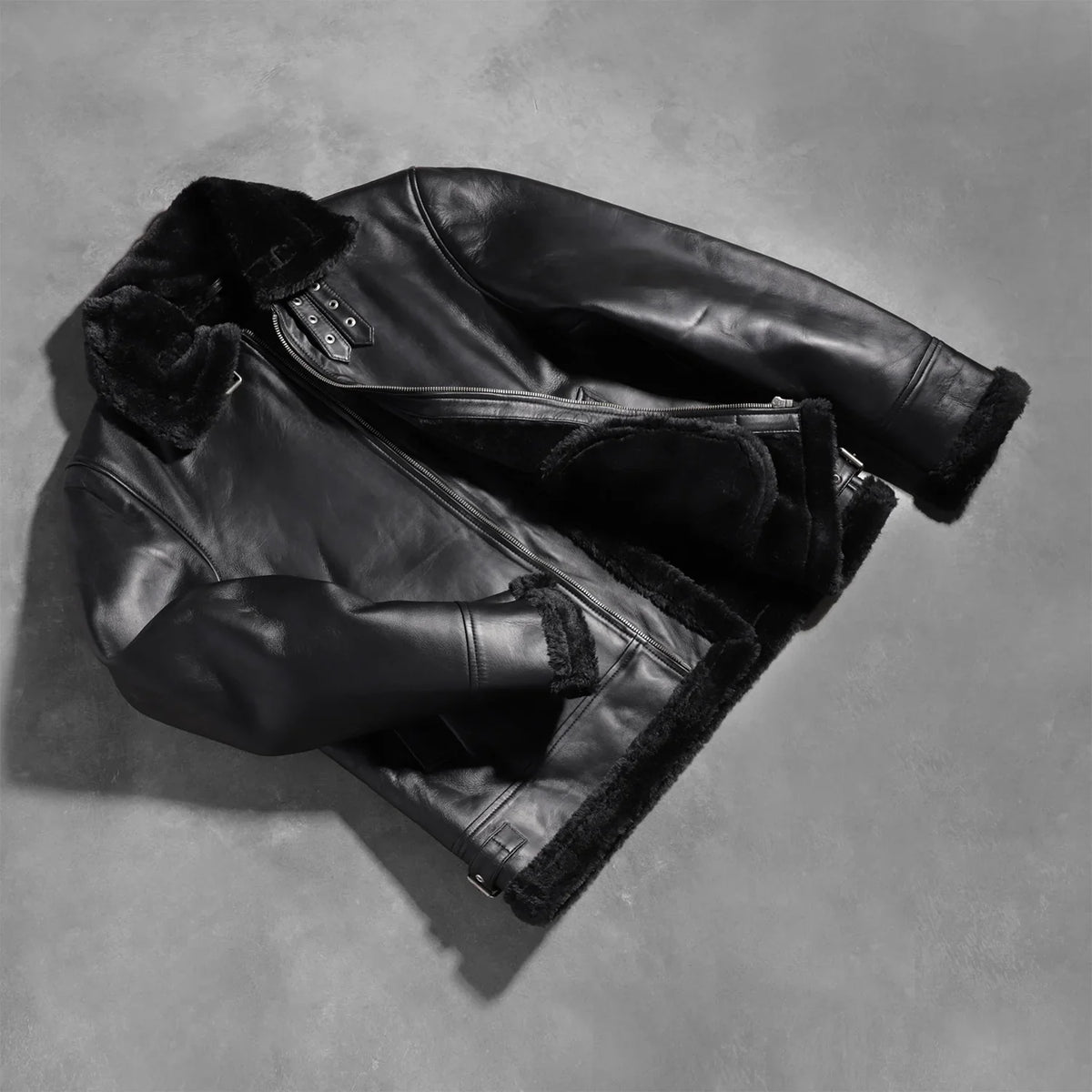 Francis B-3 Svart Bomberjakke i Skinn for Herre – alternate product view 8