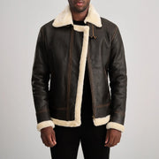 Francis B-3 Svart Bomberjakke i Skinn for Herre – alternate product view 1