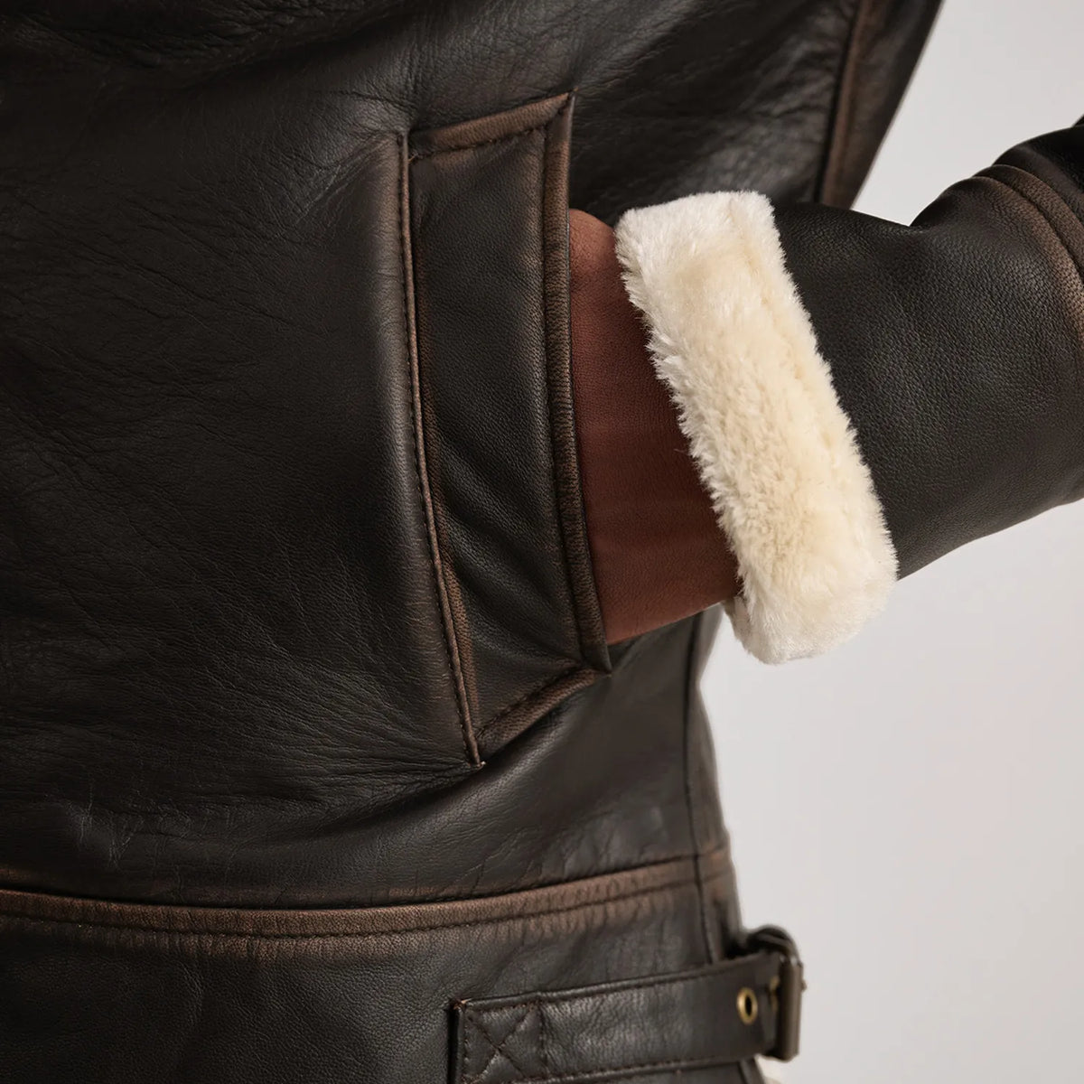 Francis B-3 Svart Bomberjakke i Skinn for Herre – alternate product view 6