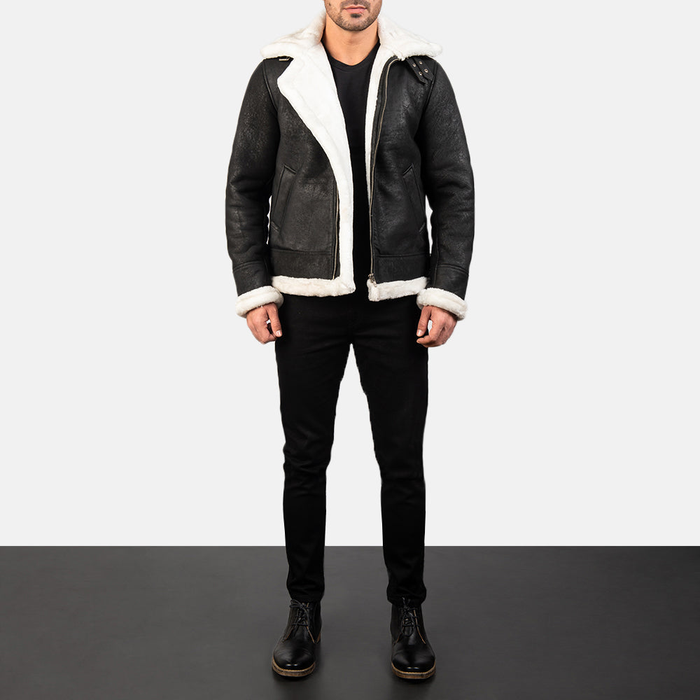 Francis B-3 Svart Bomberjakke i Skinn for Herre – alternate product view 3