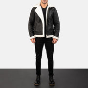 Francis B-3 Svart Bomberjakke i Skinn for Herre – alternate product view 3