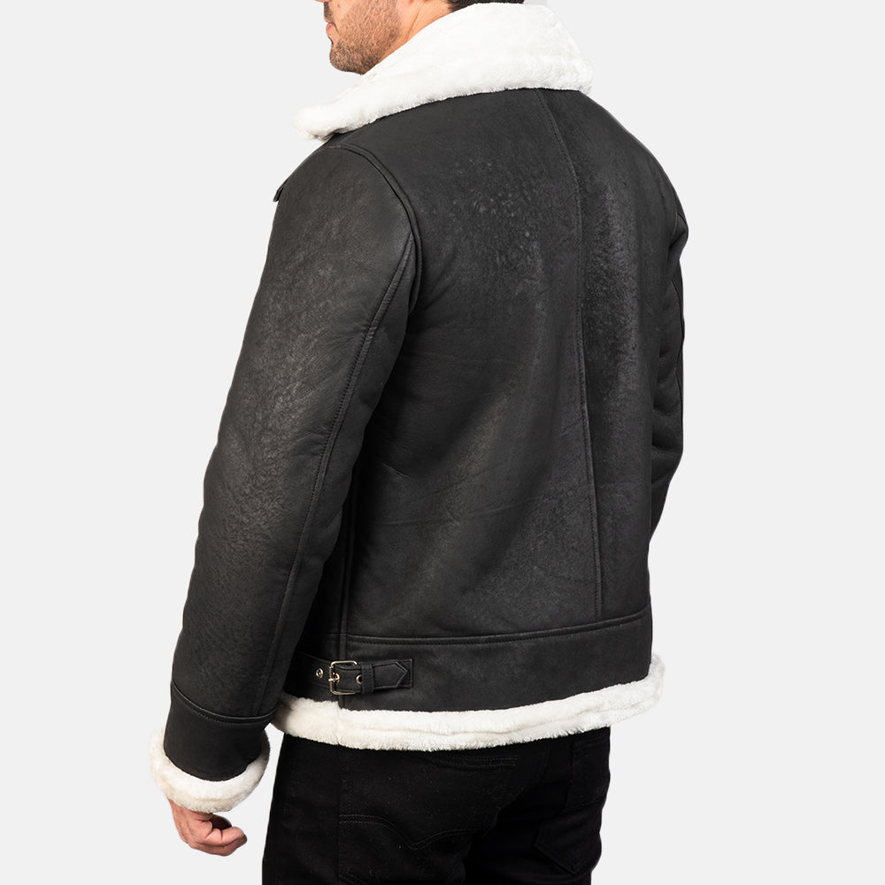 Francis B-3 Svart Bomberjakke i Skinn for Herre – alternate product view 5