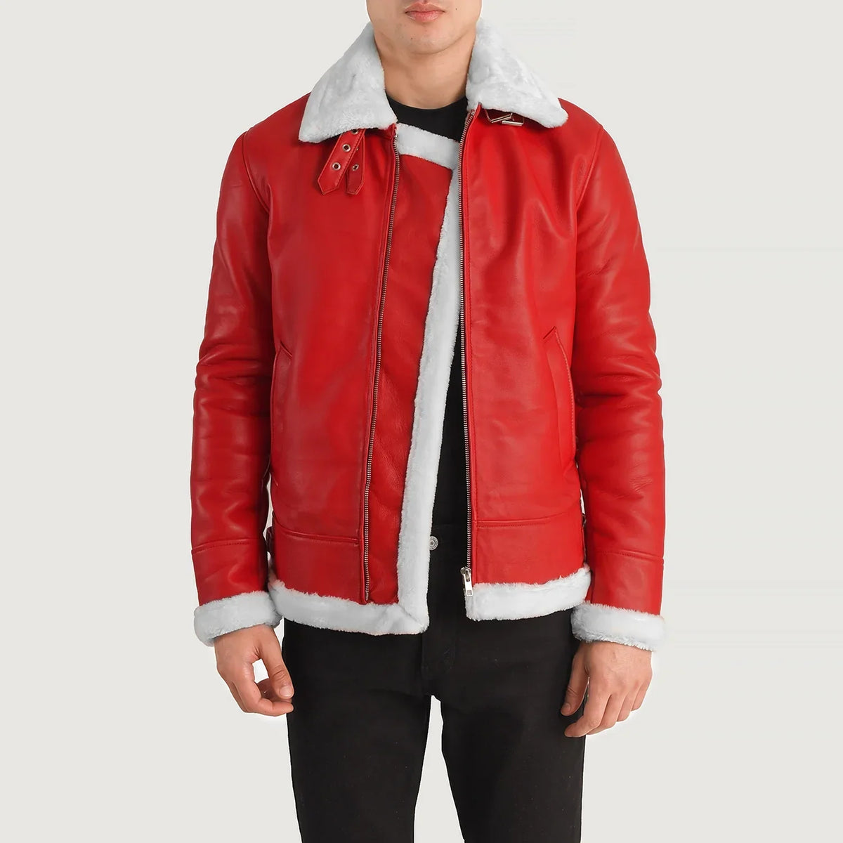 Francis B-3 Svart Bomberjakke i Skinn for Herre – alternate product view 1