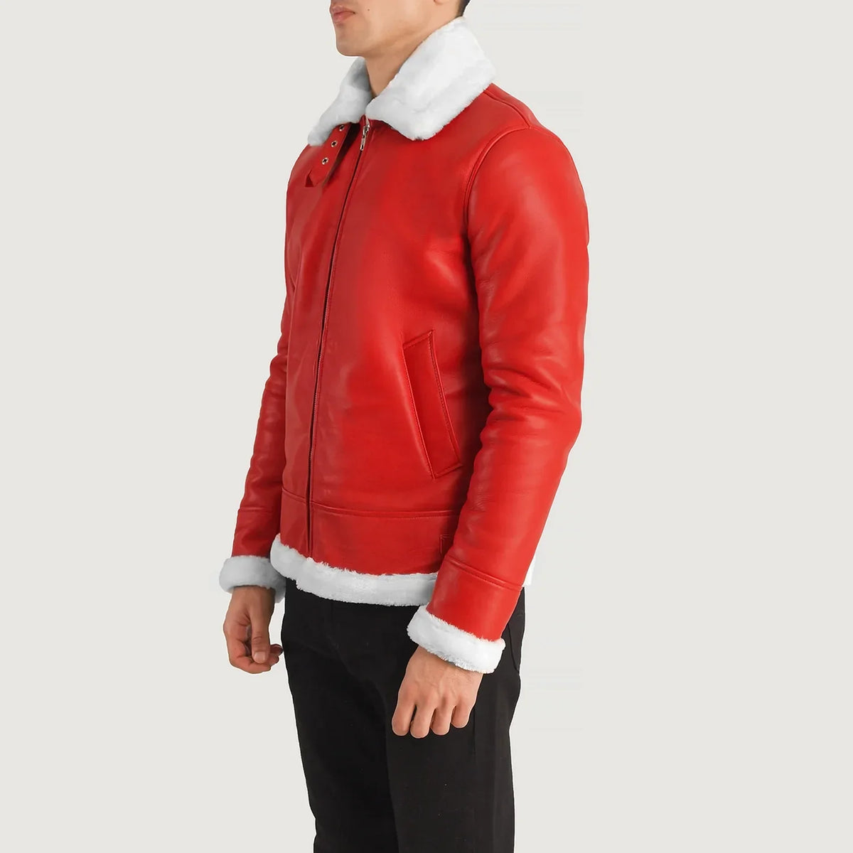 Francis B-3 Svart Bomberjakke i Skinn for Herre – alternate product view 2