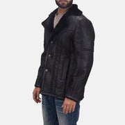 
Furcliff Double Face Shearling Leather Coat in Black Shearling Leather (Double Face) - Front Profile View & Tailored Silhouette | Buy Online
