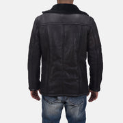 
Close-Up Detail of Notch & Button Hardware on Furcliff Double Face Shearling Leather Coat