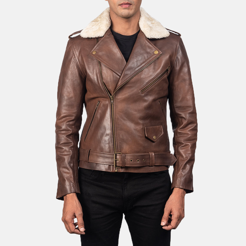 Furton Bikerjakke i Skinn for Herre – alternate product view 3