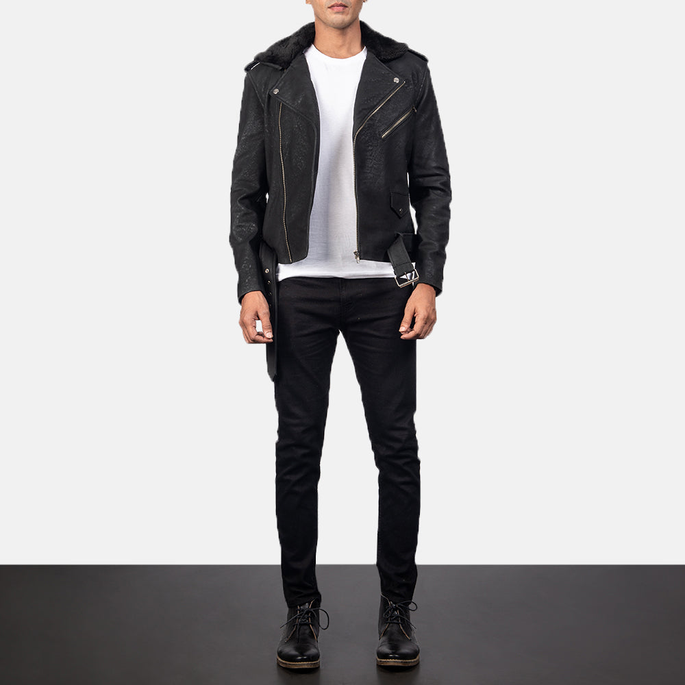 Furton Bikerjakke i Skinn for Herre – alternate product view 3