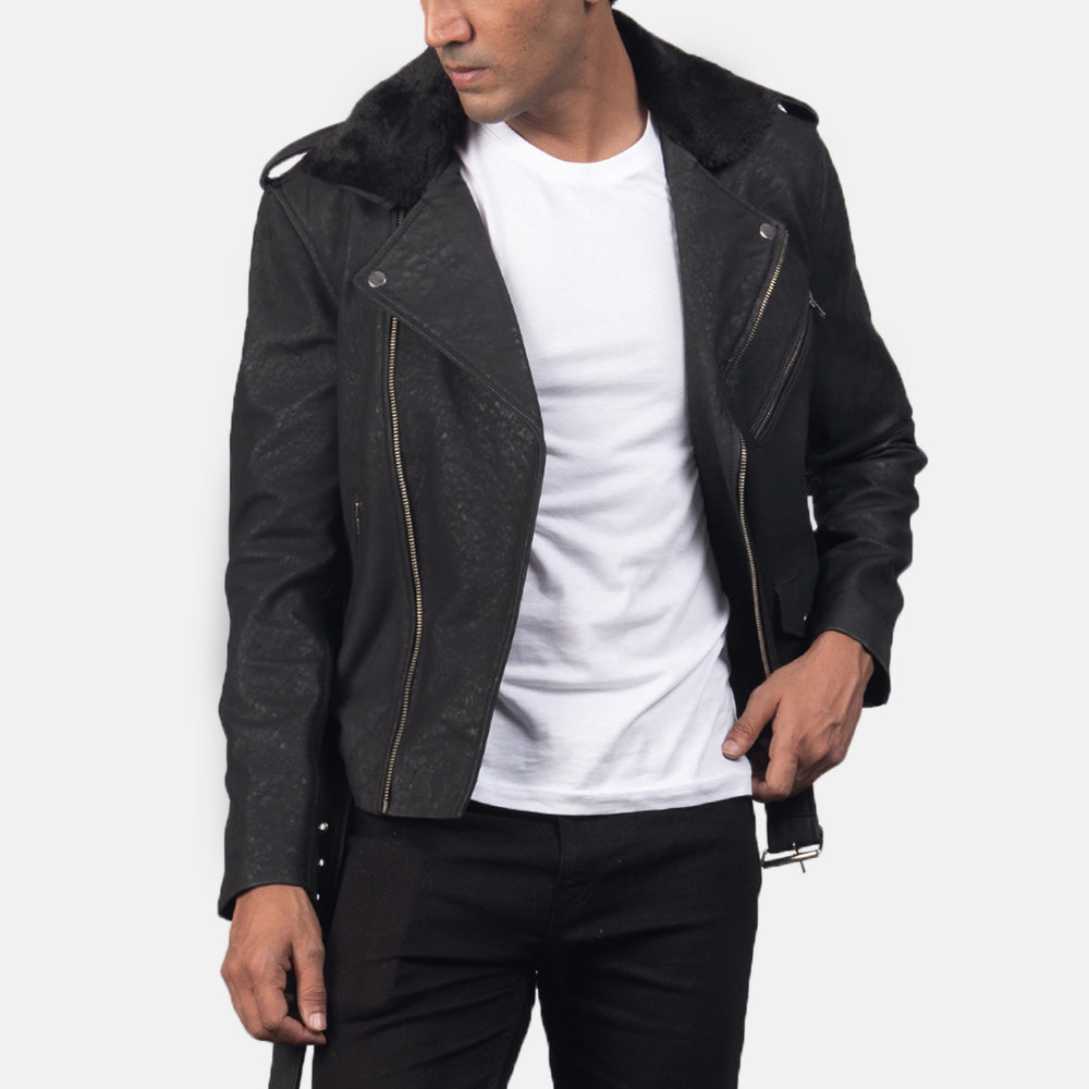 Furton Bikerjakke i Skinn for Herre – alternate product view 4