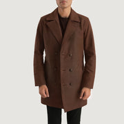 Men's Half Life Brun Skinnkåpe for Herre - Lateral Side Profile View Showing Sleeve Cut &amp; Athletic Taper Fit