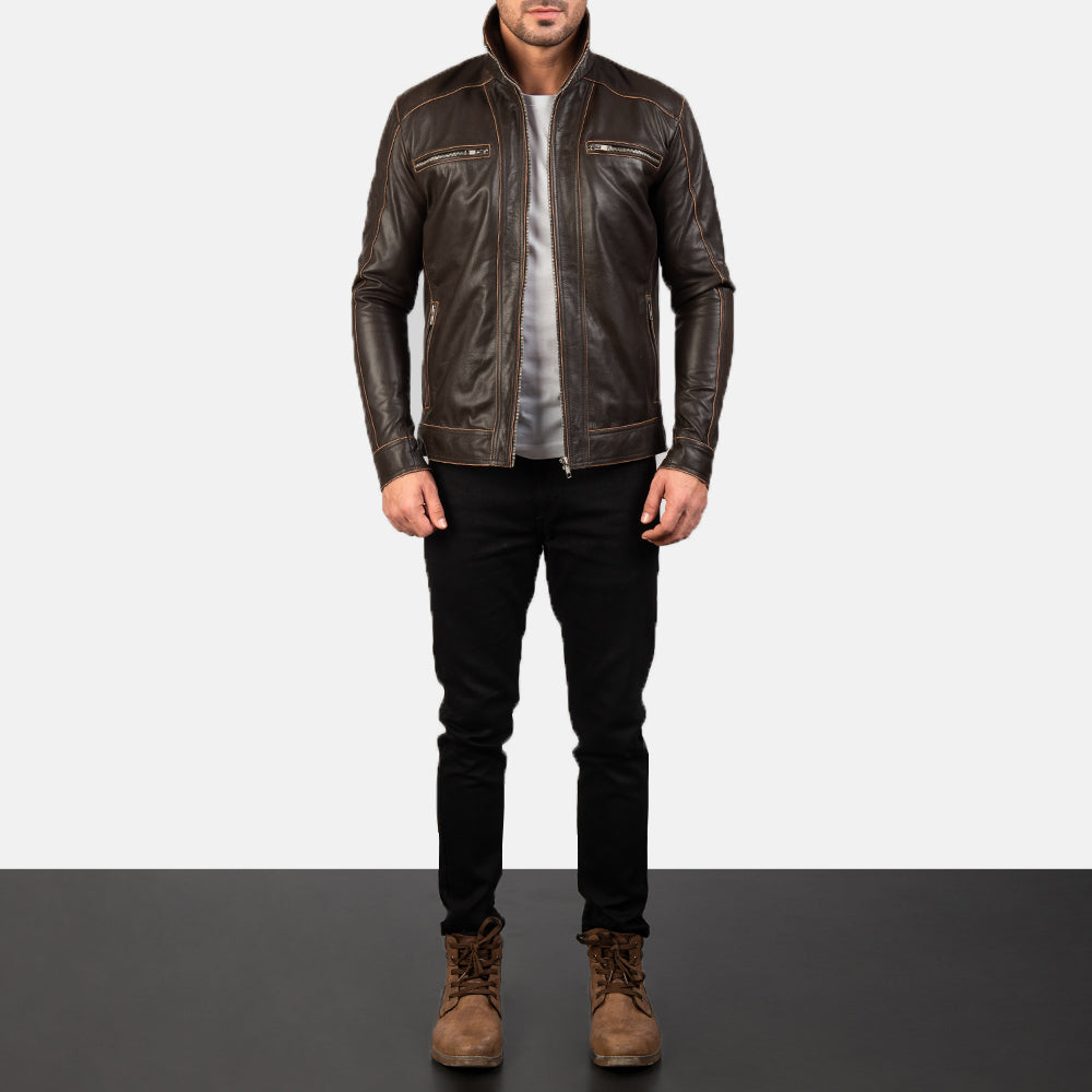 Hudson Bikerjakke i Skinn for Herre – alternate product view 3