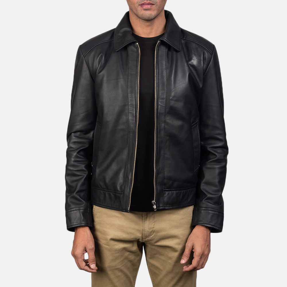 Men's Inferno Brun Skinnjakke for Herre in Distressed Brown Sheep Skin Burnishing - Front Profile View &amp; Tailored Silhouette | Buy Online