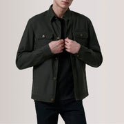 Irwin Olive Waxed Canvas Field Skinnjakke for Herre For Men in Olive Waxed Cotton Canvas - Front Profile View &amp; Tailored Silhouette | Buy Online
