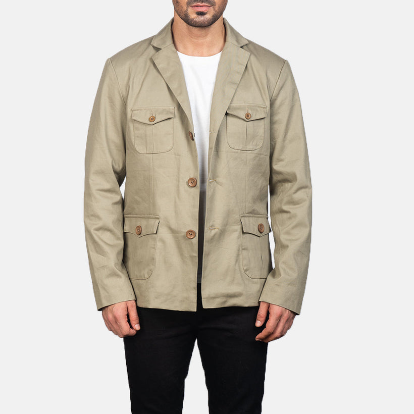 Kajetan Beige Safari Skinnjakke for Herre