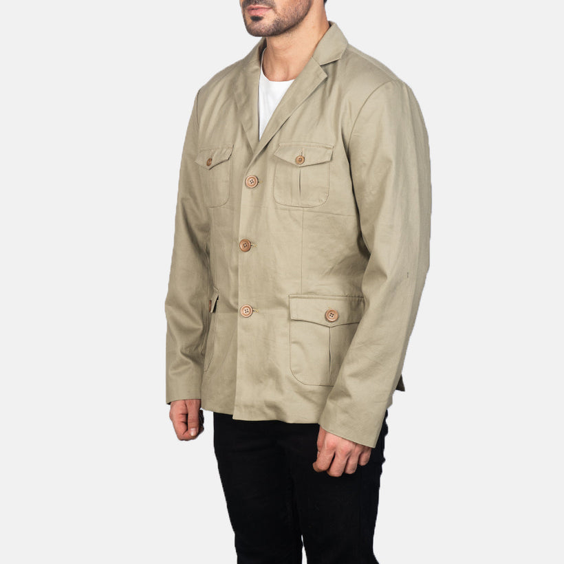 Kajetan Beige Safari Skinnjakke for Herre