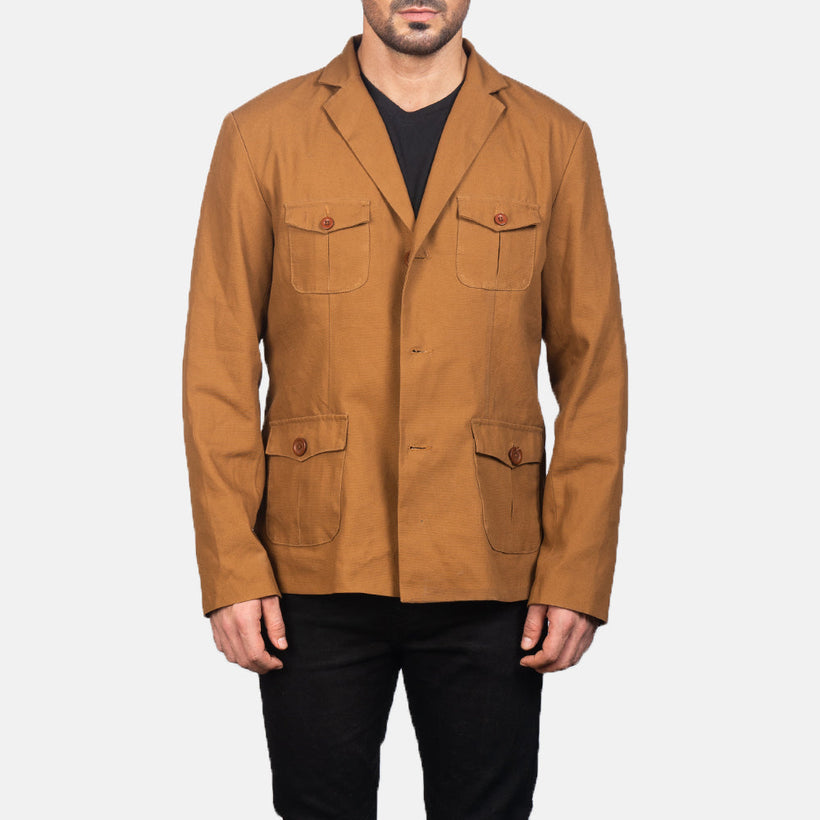Kajetan Khaki Safari Skinnjakke for Herre