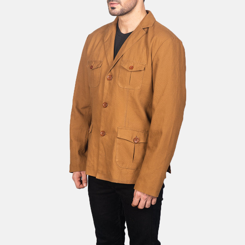 Kajetan Khaki Safari Skinnjakke for Herre