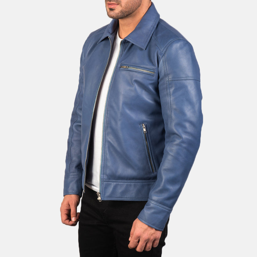 Lavendard Bikerjakke i Skinn for Herre