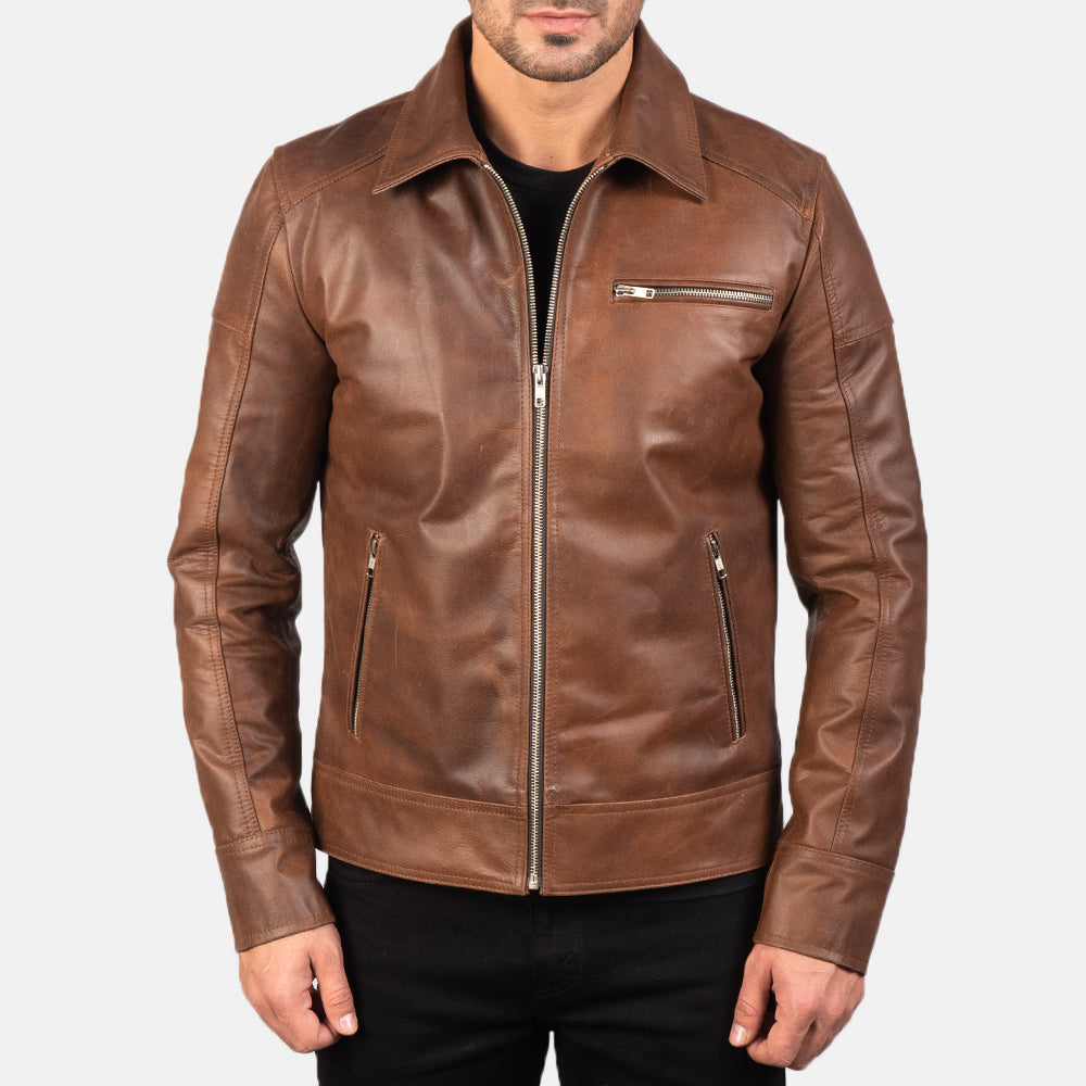 Lavendard Bikerjakke i Skinn for Herre – alternate product view 3