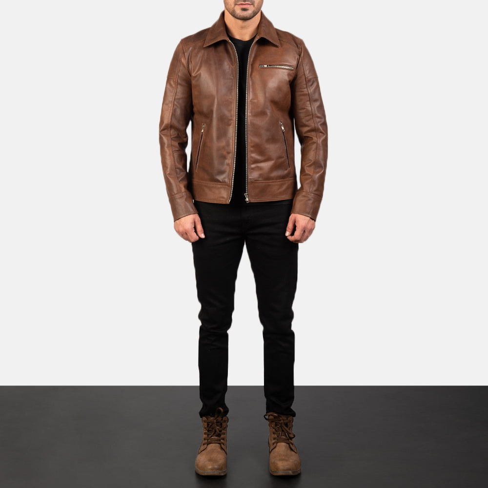 Lavendard Bikerjakke i Skinn for Herre – alternate product view 4
