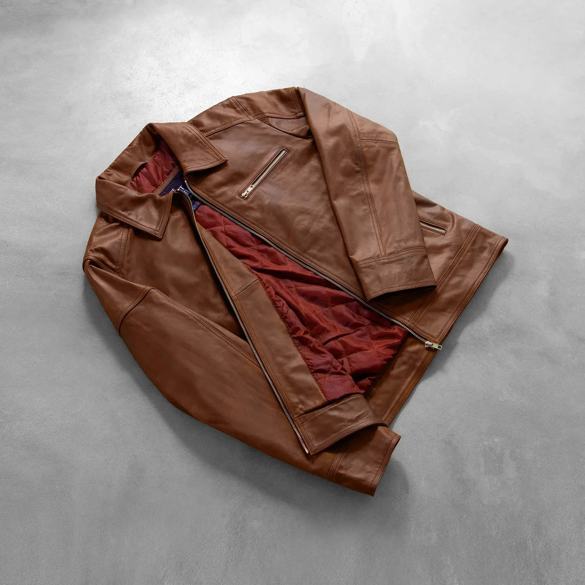 Lavendard Bikerjakke i Skinn for Herre – alternate product view 8