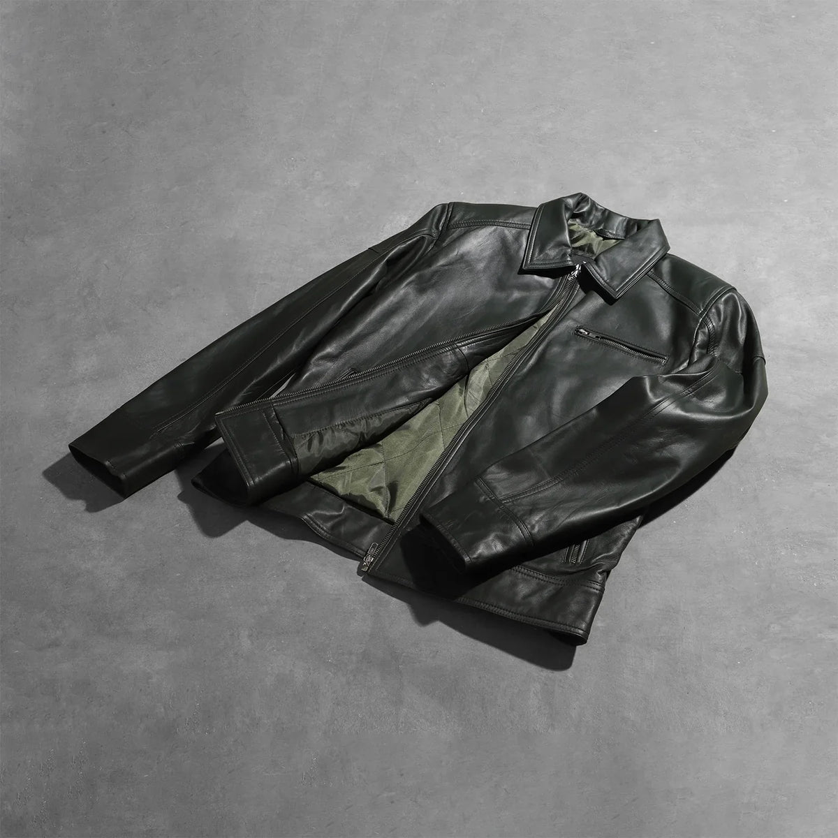Lavendard Bikerjakke i Skinn for Herre – alternate product view 7