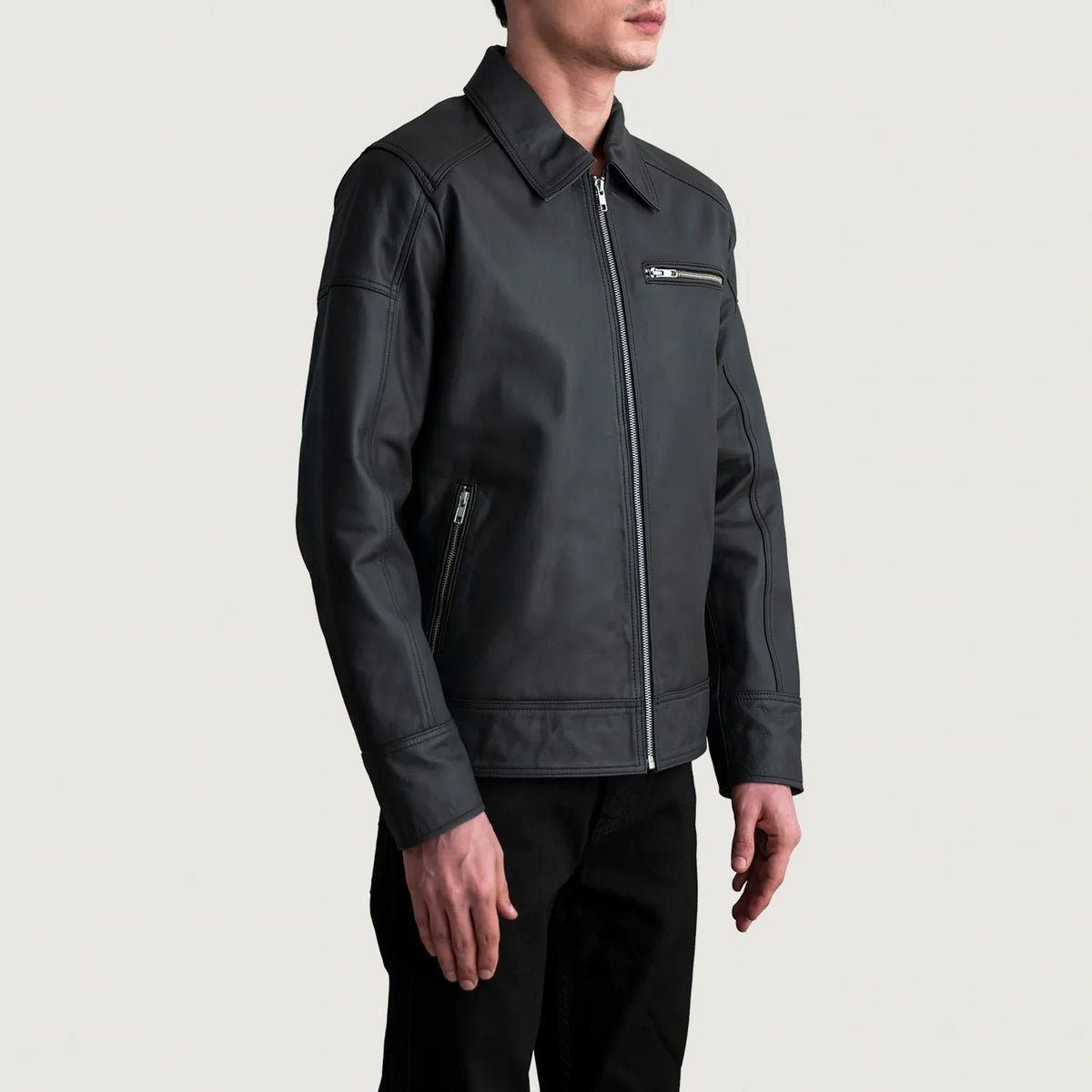 Lavendard Bikerjakke i Skinn for Herre – alternate product view 2