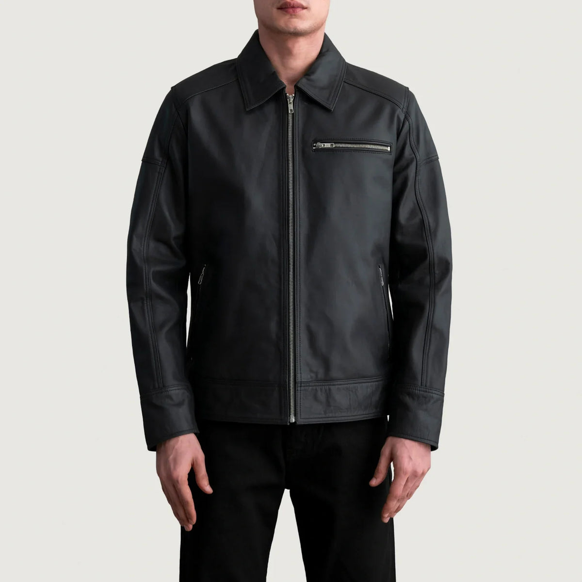Lavendard Bikerjakke i Skinn for Herre – alternate product view 3