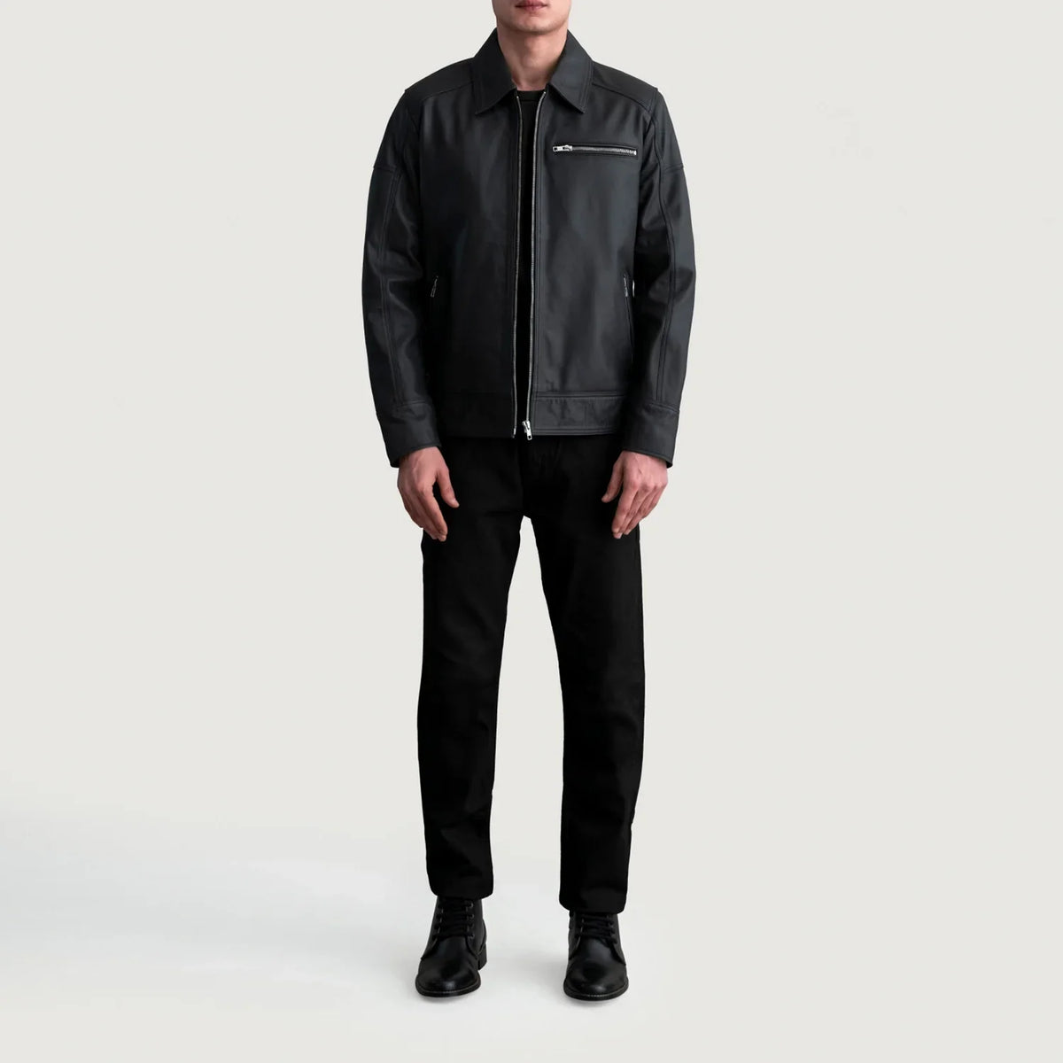 Lavendard Bikerjakke i Skinn for Herre – alternate product view 4