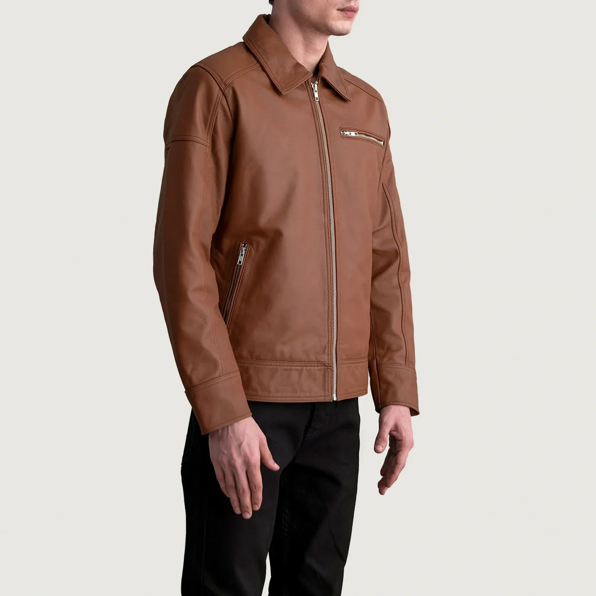 Lavendard Bikerjakke i Skinn for Herre – alternate product view 2