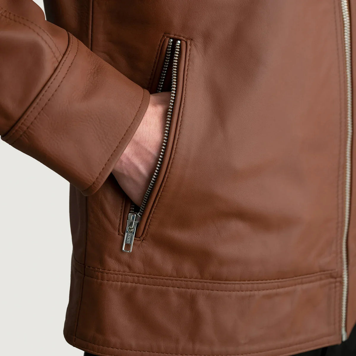 Lavendard Bikerjakke i Skinn for Herre – alternate product view 5