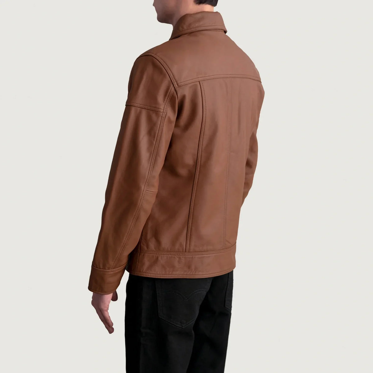 Lavendard Bikerjakke i Skinn for Herre – alternate product view 6