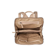 Solid Antique Brass Hardware &amp; Heavy-Duty Dual Zipper Detail on Bern Full-Grain Leather Backpack for Kvinner